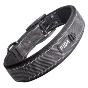 fida heavy duty dog collar – black l