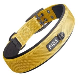 fida heavy duty dog collar – yellow l