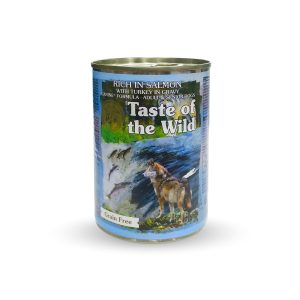 taste of the wild rich in salmon with turkey in gravy for adult and senior dogs – 390g