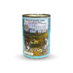 taste of the wild rich in white fish with tuna in gravy for adult and senior dogs – 390g