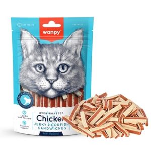 wanpy chicken jerkycodfish sandwiches for cat 80g