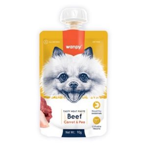 wanpy tasty meat paste beef + carrot &pea for dog 90g