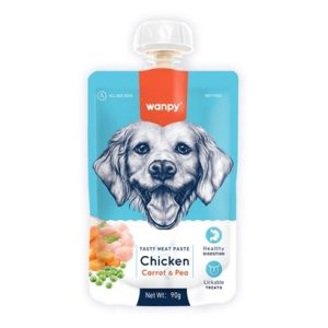 wanpy tasty meat paste chicken + carrot & pea for dog 90g