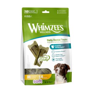 whimzees soft daily dental dog treats value bag – medium (14 pcs)