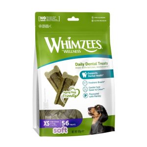 whimzees soft daily dental dog treats value bag – x small (56 pcs)