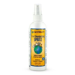 earthbath® 3 in 1 deodorizing spritz, vanilla almond with skin & coat conditioners, made in usa, 8 oz pump spray