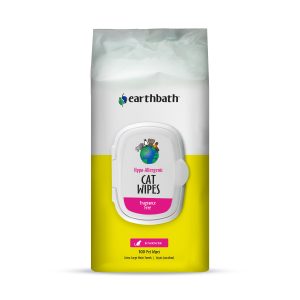 earthbath® hypo allergenic cat grooming wipes, fragrance free, cleans & conditions, 100 ct plant based wipes in re sealable pouch