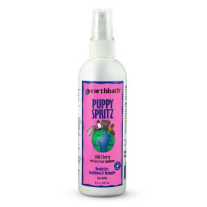 earthbath® puppy spritz, wild cherry with skin & coat conditioners, made in usa, 8 oz pump spray